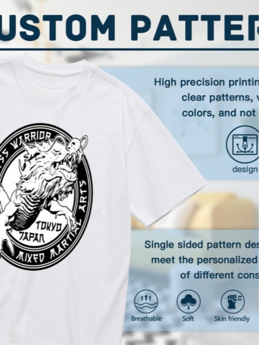 Graphic White Tee with Black Tokyo Mixed Arts Emblem - Picture 2 of 5